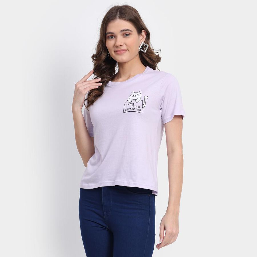 Ladies' Cotton T-Shirt, Lilac, large image number null